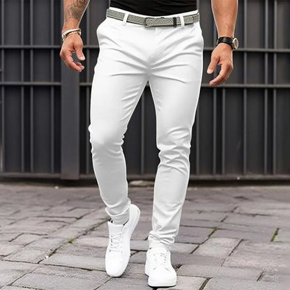 Slim Fit Suit Pants Men's Slim Fit Solid Color Suit Pants with Mid-rise Slant Pockets Zipper Fly for Business Office Workwear - Ellianto fashion Men's