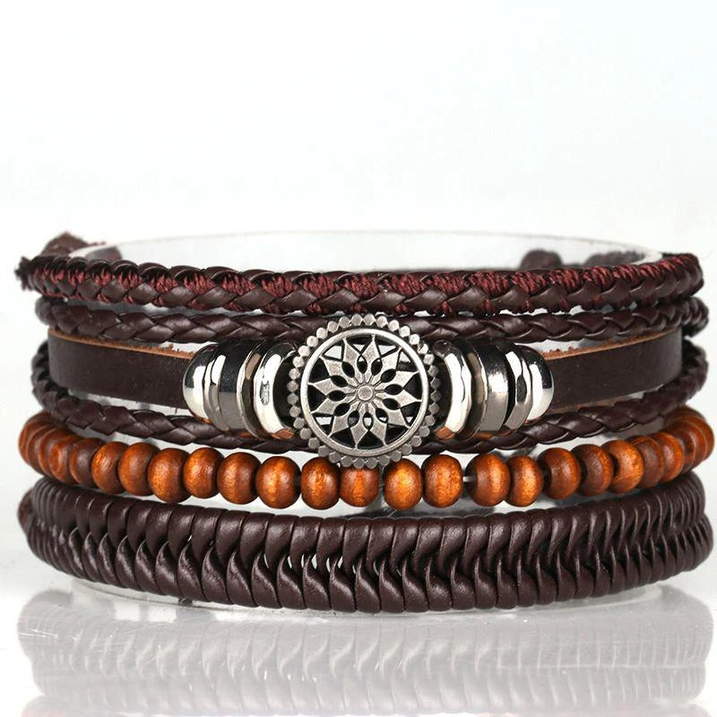 06 2025 Leather Braided Bracelet For Men - Ellianto fashion Men's