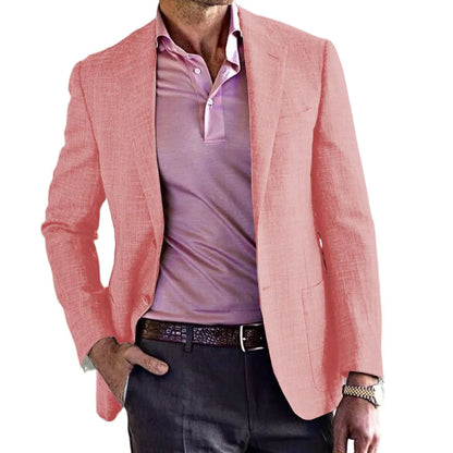 Men's Cotton Linen Casual Suit Jacket Purple Single Breasted Large Pocket Slim Jacket Fashion Comfortable Coat Men's Summer Jack - Ellianto fashion Men's