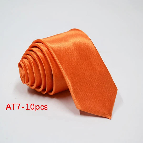 10/12PCS Tie for Men Wholesale 28 Solid Colors Slim Necktie Polyester Satin Cravat Formal Party Ties Fashion Daily Accessory - Ellianto fashion Men's