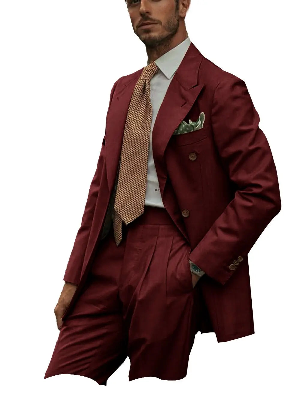 New Solid Color Linen Men's Suit 2 Pieces Fashion Business Casual Summer Elegant Prom Wedding Groom Tuxedos High Quality Suits - Ellianto fashion Men's