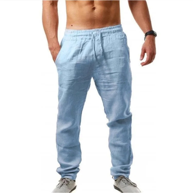 Men’s Super-Breathable Joggers – Lightweight Linen-Blend Casual Pants with Elastic Waist for Athletic, Travel, and Leisure Comfort (Sizes Up to 5XL)
