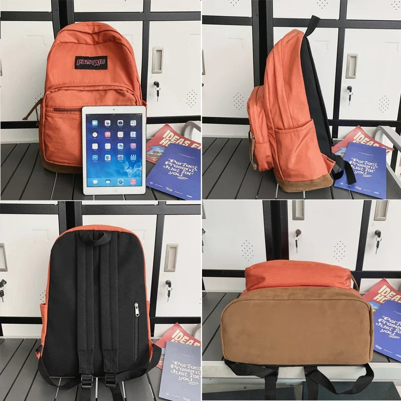 Vintage Woman Backpack Man Large Capacity Waterproof Nylon Travel Bag Preppy Schoolbag for Teenage Boy Girl College Student Bags - Ellianto fashion Men's