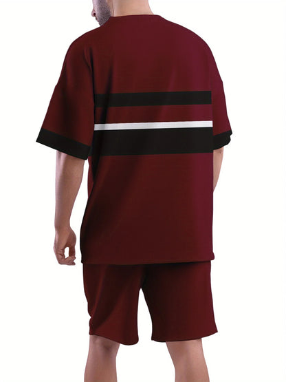 Casual sportswear set. Breathable outdoor casual men's T-shirt and pants set. Summer 3D printing suit for adult men. - Ellianto fashion Men's