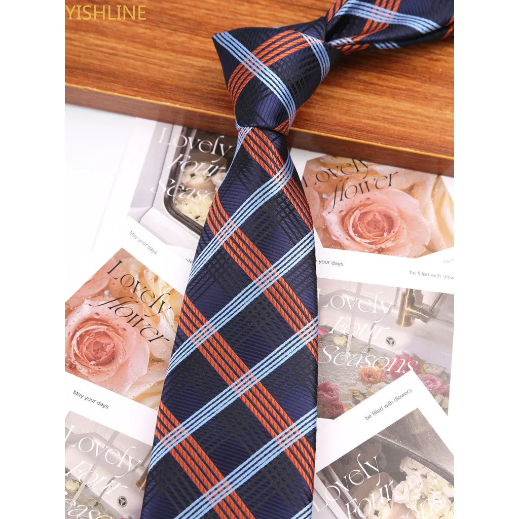Man Tie Festival Fashion Striped Black Necktie Orange Dark Blue Gravata For Men Slim Paisley Floral Fit Wedding Corbatas Neck - Ellianto fashion Men's