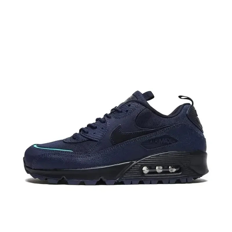 Nike Air Max 90 Men's Women's Fabric Leather Sports Against Impact Anti Slip Fashion Outdoor Low Running Shoes Black Grey - Ellianto fashion Men's