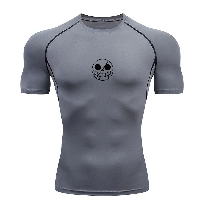 Men’s Performance Sportswear Set – Anime-Inspired Tracksuit with Compression Leggings, Gym Shorts & Rash Guard