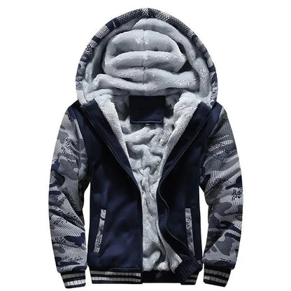 Men’s Hooded Fleece-Lined Baseball Jacket – Warm, Thickened Sweatshirt with Sporty Korean Style for Autumn-Winter Comfort