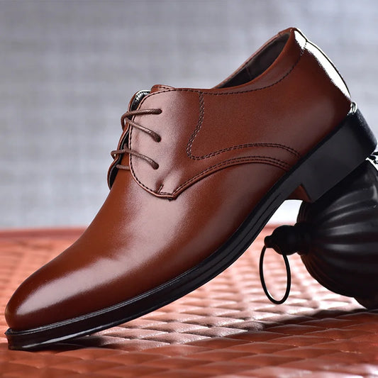 Men's Shoes Black Leather Formal Shoes for Men Oxfords Male Wedding Party Office Business Shoe Man zapatos de hombre Plus Size - Ellianto fashion Men's