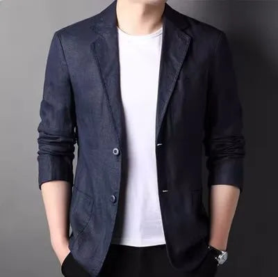 Fashion Coat Men's Linen Blazer Spring Autumn Cotton Jacket Solid Slim Casual Business Suit Male Tops European-style Dress - Ellianto fashion Men's