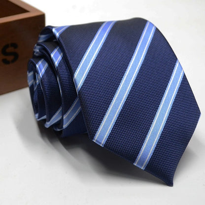 Classic Stripe Necktie Men Business Formal Wedding Tie 8cm Blue Black Pink Red Neck Ties Fashion Shirt Dress Accessories - Ellianto fashion Men's