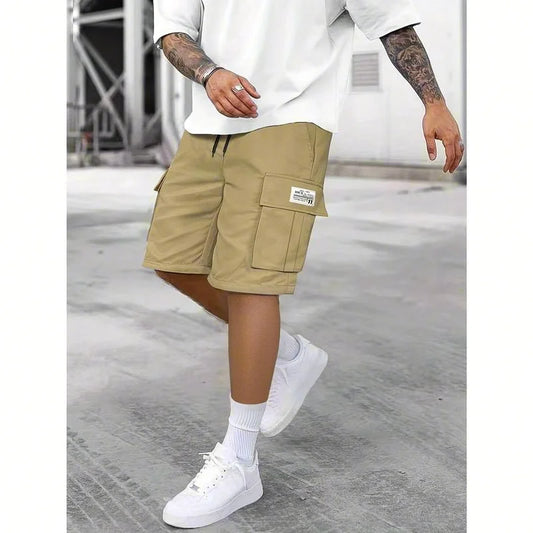 Men's work shorts; summer comfort; multi-pocket; outdoor leisure sport beach pants; elastic waistband - Ellianto fashion Men's