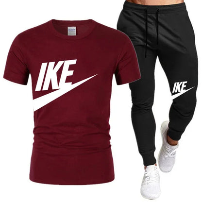 Set The new summer fashion sportswear for 2025: men's short-sleeved high-quality cotton T-shirt + sports shorts 2-piece set, men's c - Ellianto fashion Men's