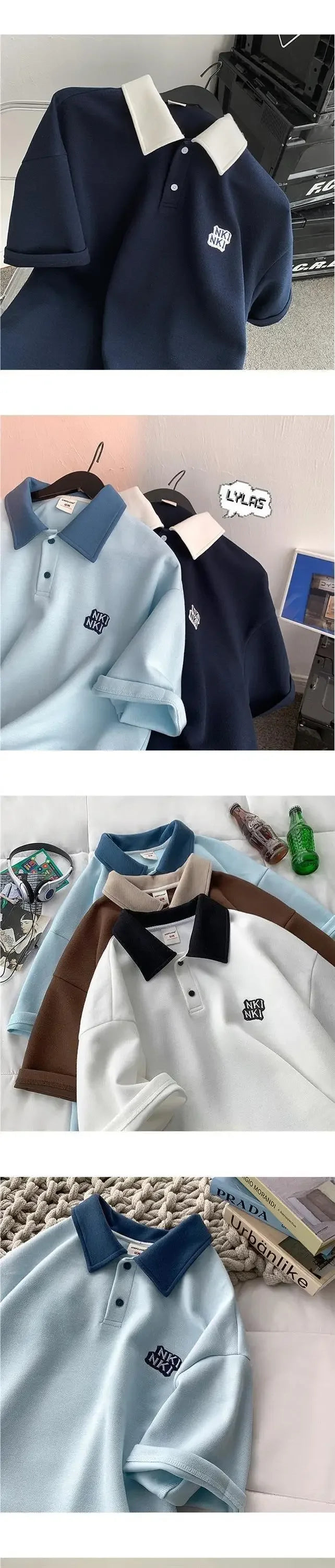 Trendy Insider Men's Polo Shirt Short Sleeve Casual Loose Fit Couple's Wardrobe Piece Sensible Niche Top Summer Fashion - Ellianto fashion Men's