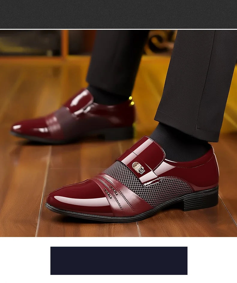 Oxford Shoes Men's Luxury Lacquer Wedding Shoe Pointed Toe Dress Shoes for Men Classic Business Men Leather Shoes Big Size 38-48 - Ellianto fashion Men's