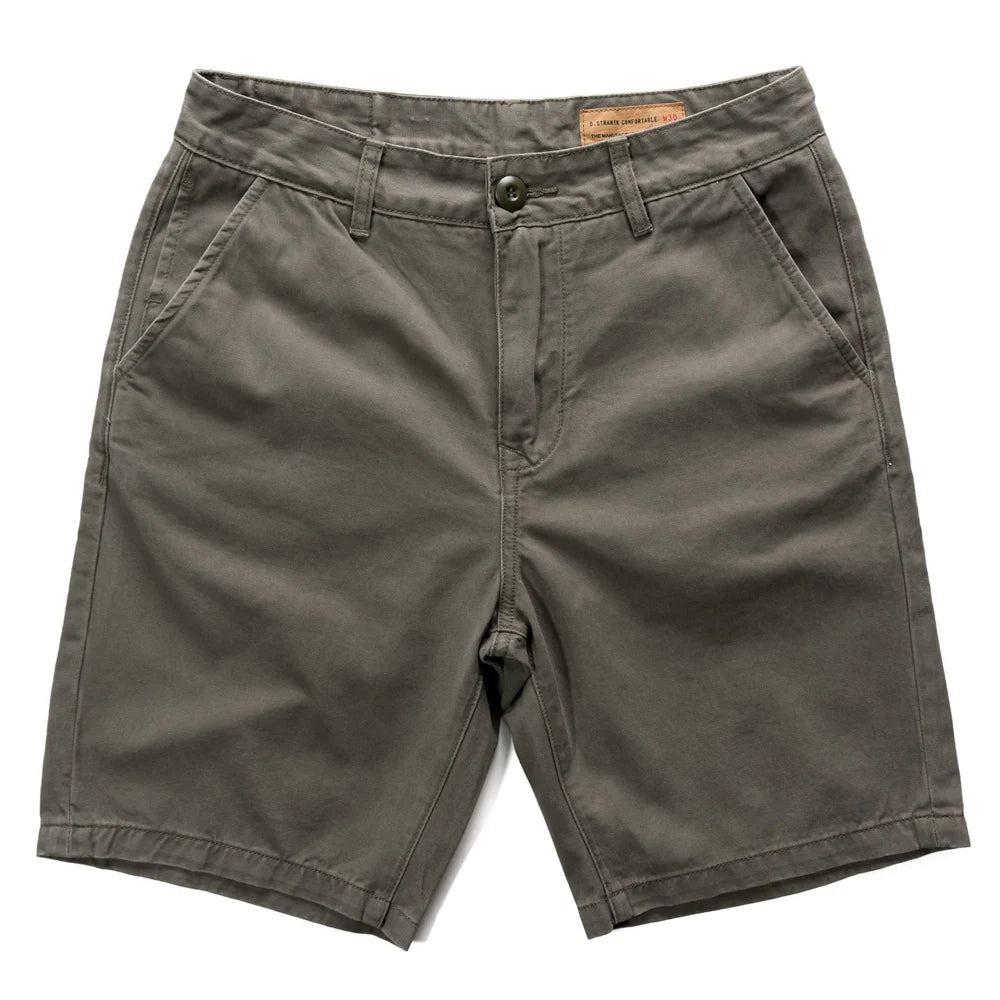 Amekaji American Casual Shorts Men's Loose Straight Hem Cargo Shorts Heavyweight Pure Cotton Mid-Length Chino Summer Khaki Pants - Ellianto fashion Men's