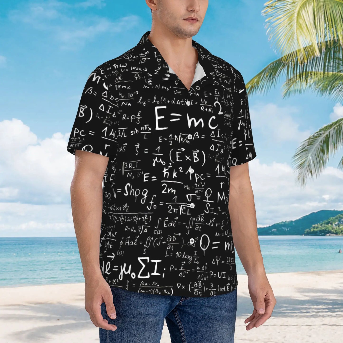 Men's Casual Button Down Short Sleeve Hawaiian Shirts,Physical Equations Formulas Shirts Regular Beach Dress Shirts with Pocket