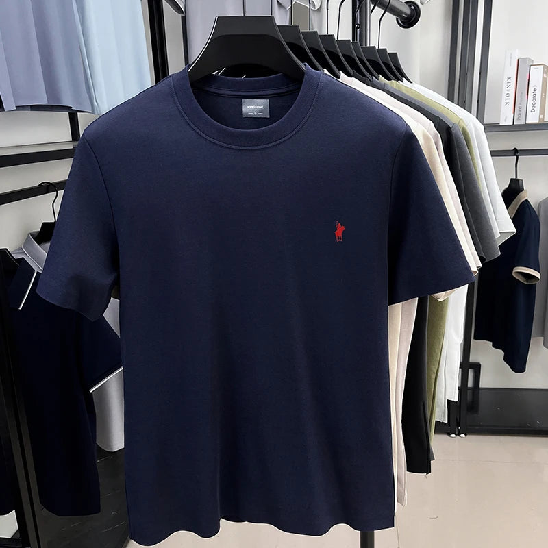 High end designer brand short sleeve T-shirt men's summer new fashion Paul Pony embroidery casual ice silk cotton breathable top - Ellianto fashion Men's