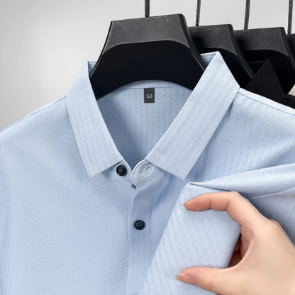 Wrinkle-Free Long-Sleeve Dress Shirt – Smart Cotton Blend with No-Trace Pressing Technology for a Sharp, Confident Look