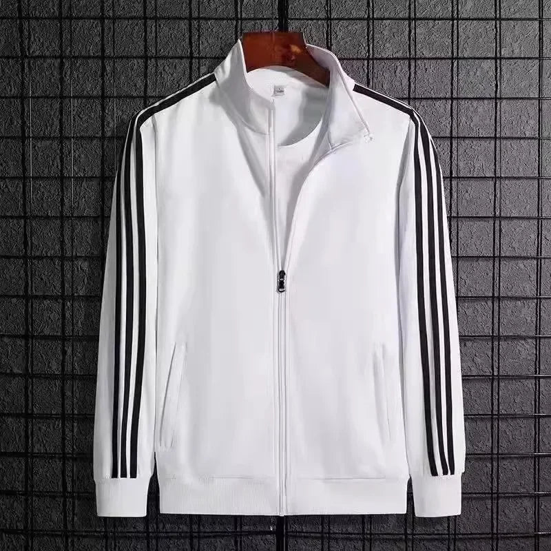 Casual Sportswear Set for Men Spring Autumn Thin Three-Stripes Open Cardigan Hoodie Pants Combo Lightweight Male Outfit - Ellianto fashion Men's
