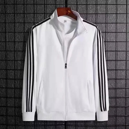 Casual Sportswear Set for Men Spring Autumn Thin Three-Stripes Open Cardigan Hoodie Pants Combo Lightweight Male Outfit - Ellianto fashion Men's