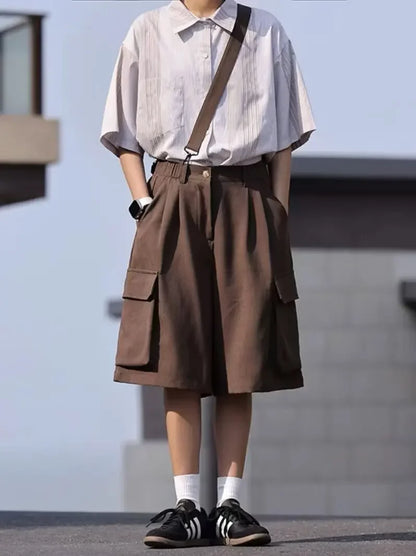 2024 Summer Japanese Vintage Work Shorts – Lightweight, Multi-Pocket Comfort and Effortless Casual Style for the Modern Gentleman