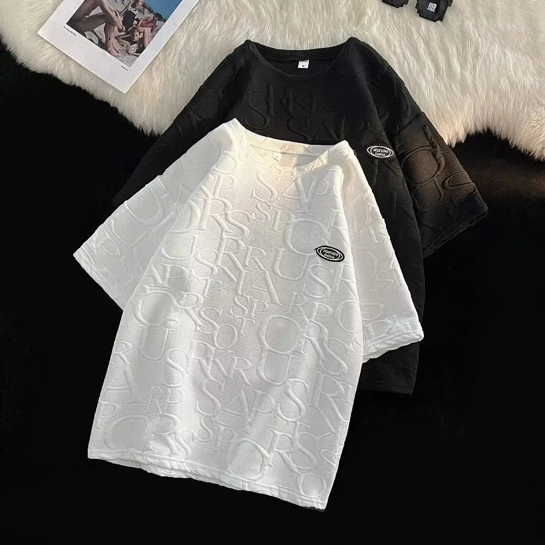 Summer Casual Sportswear Men's Short Sleeve T-Shirt And Shorts Set Loose Fit Trendy Brand Five-Quarter Length Comfortable - Ellianto fashion Men's