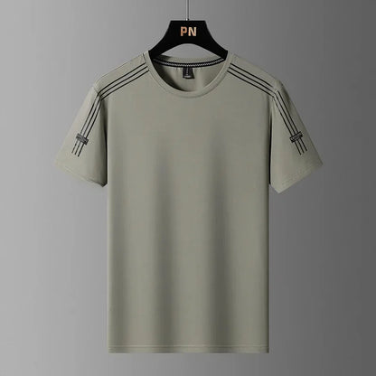 Summer Printed Ice Silk Men's T-shirt Sport Casual Running Fitness Breathable Short Sleeve Large Size Quick Dry Top - Ellianto fashion Men's