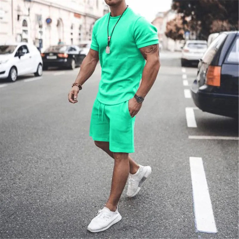 Men's Casual Sports Suit Quick Drying Short Sleeved T-shirt Loose Shorts Street Trend Two-piece Set Multi-color - Ellianto fashion Men's