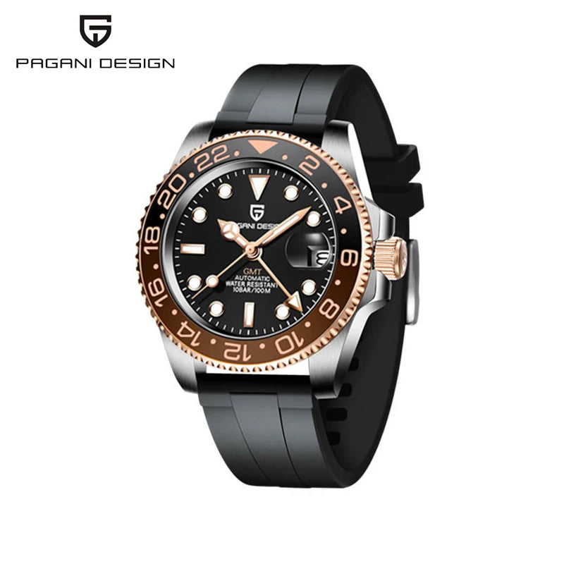 PAGANI DESIGN Automatic mechanical watch rubberstrap 100Mwaterproof night light sports outdoor casual Watch For Man reloj hombre - Ellianto fashion Men's
