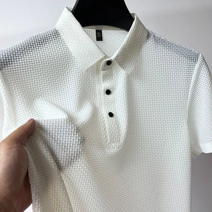New Ice Silk ort Sve irt Men's Summer Thin Me Breathable Cool Feeling Collar Busin Top Trendy Faion Urban ... - Ellianto fashion Men's