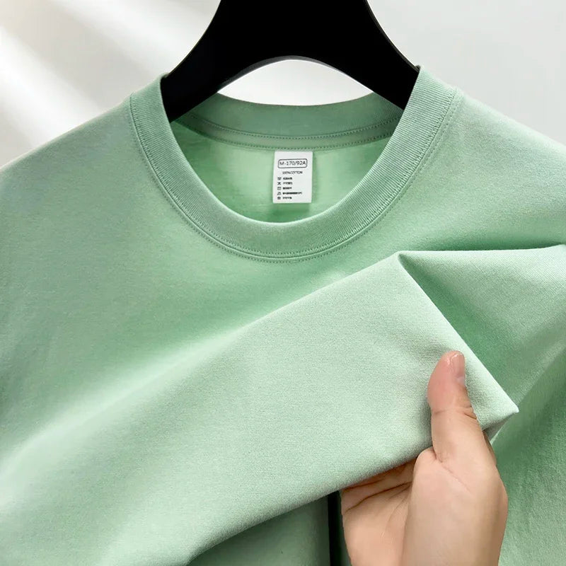 100% cotton summer high quality men's short sleeve round neck fashion loose half sleeve top breathable T-shirt