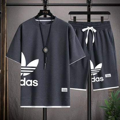 Summer 2025 New Men's pullover sportswear Set, fashionable basketball men's casual short-sleeved T-shirt + shorts two-piece set - Ellianto fashion Men's