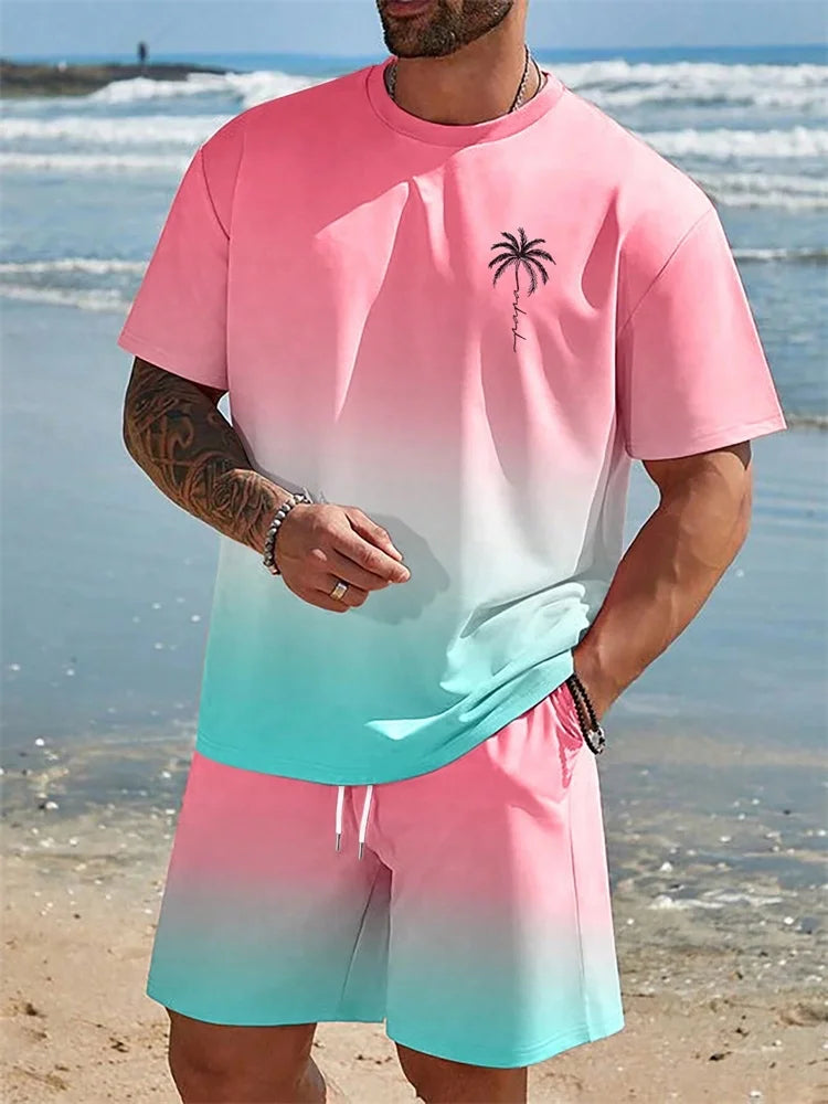 Set Men's Short Sleeve Shorts Set Hawaiian Fashion Suit Summer Casual Outdoor Beach 2pcs Men Clothing Male - Ellianto fashion Men's