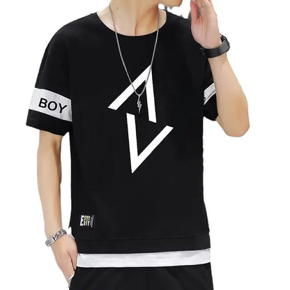 Men's Summer Thin Short Sleeve Casual Trousers Sport Suit Loose Fit Half Sleeve Tee Shirt One Set Chinese Mainland Origin - Ellianto fashion Men's