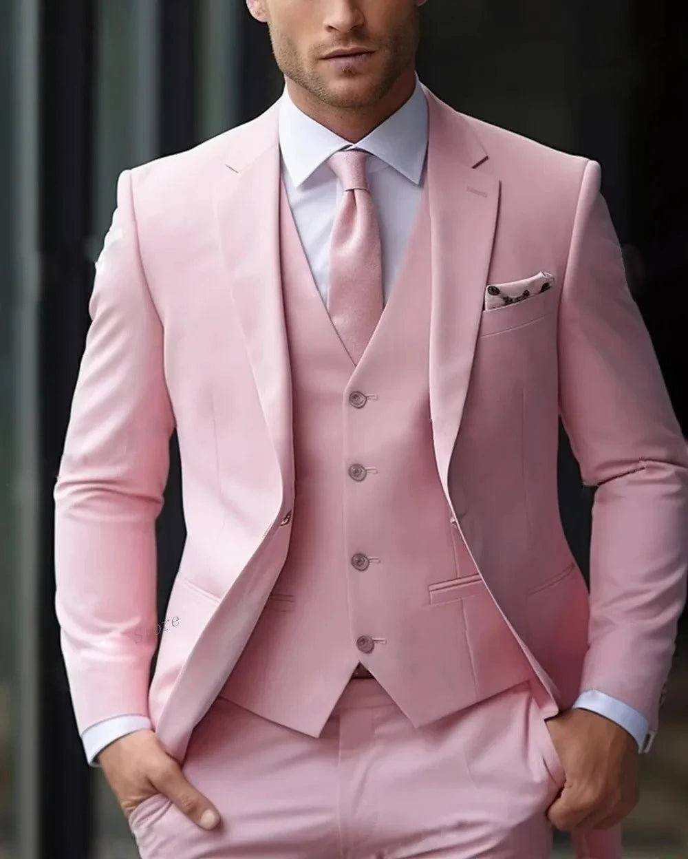 Tailor-made Suit Men Business Tuxedos Formal 3 Piece Set Jacket Vest Pants Single Breasted Groom Groomsman Prom Wedding Party - Ellianto fashion Men's