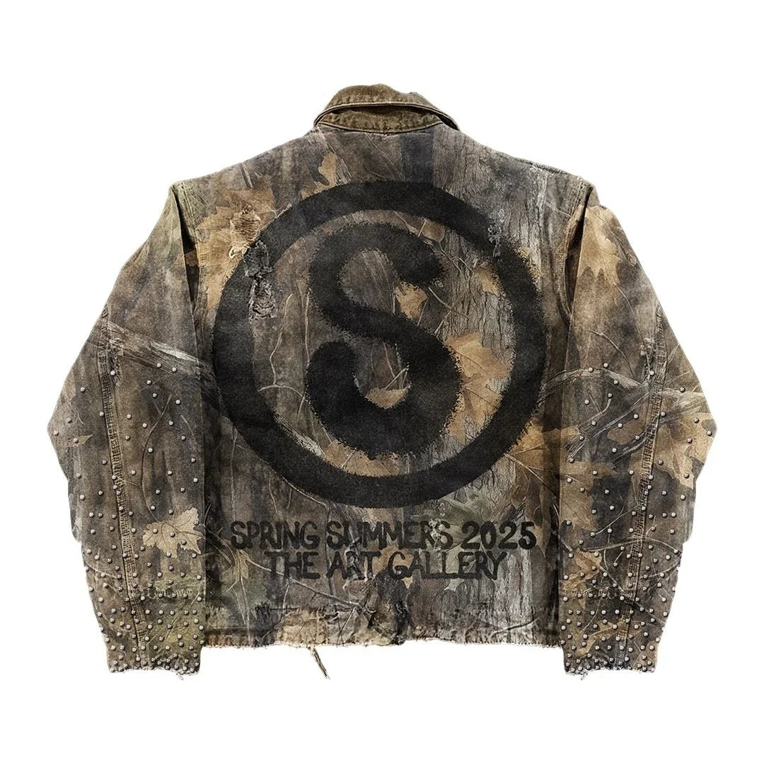 Streetwear Vintage Camouflage Jacket Y2K Clothes Men Women Hip Hop Alphabet Patch Embroidery Oversized Jackets Casual Rock Coats - Ellianto fashion Men's
