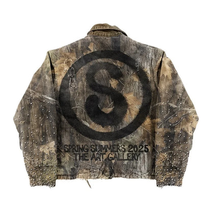 Streetwear Vintage Camouflage Jacket Y2K Clothes Men Women Hip Hop Alphabet Patch Embroidery Oversized Jackets Casual Rock Coats - Ellianto fashion Men's