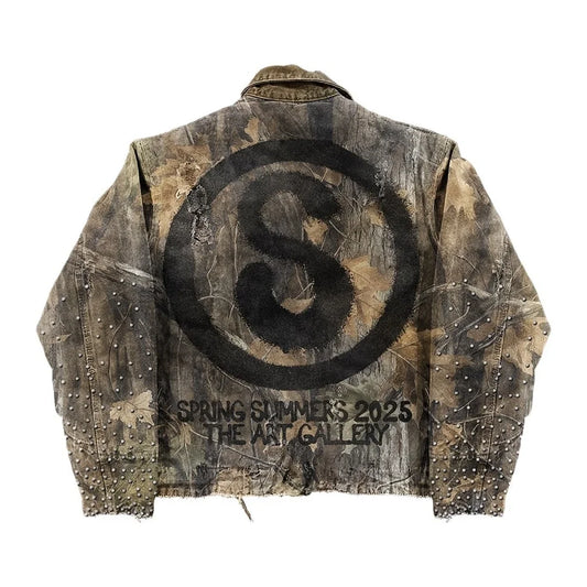 Streetwear Vintage Camouflage Jacket Y2K Clothes Men Women Hip Hop Alphabet Patch Embroidery Oversized Jackets Casual Rock Coats - Ellianto fashion Men's
