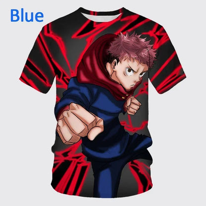 2024 Summer New  Anime Jujutsu Kaisen 3D Printing T-shirt Men's Personality Hip-hop Short-sleeved Unisex Casual Round Neck Tops
