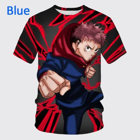 2024 Summer New  Anime Jujutsu Kaisen 3D Printing T-shirt Men's Personality Hip-hop Short-sleeved Unisex Casual Round Neck Tops