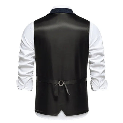 Men's Vintage Casual Suit Vest Fashion Turn Down Collar Business Wedding Formal Party Waistcoat Men Solid Dress Blazer Vests Man - Ellianto fashion Men's