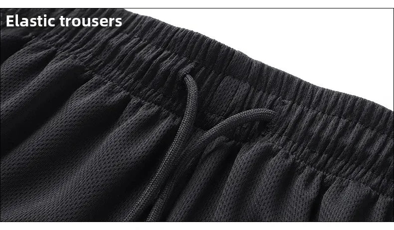Summer Casual Sports Men's Short Sleeve T-Shirt plus Size Three-Piece Set New Style Long Pants Comfortable Breathable Clothing - Ellianto fashion Men's