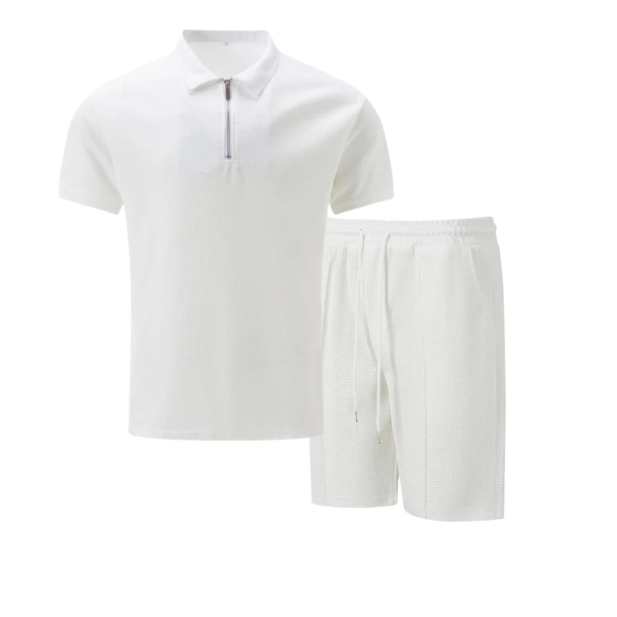2025 simple men's suit summer new short sleeve shorts two-piece outdoor leisure handsome men's solid color trend suit - Ellianto fashion Men's