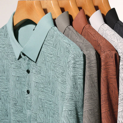 2025Summer New Men's Business Print Short Sleeved POLO Shirt Comfortable and Cool Casual Fashion T-shirt - Ellianto fashion Men's