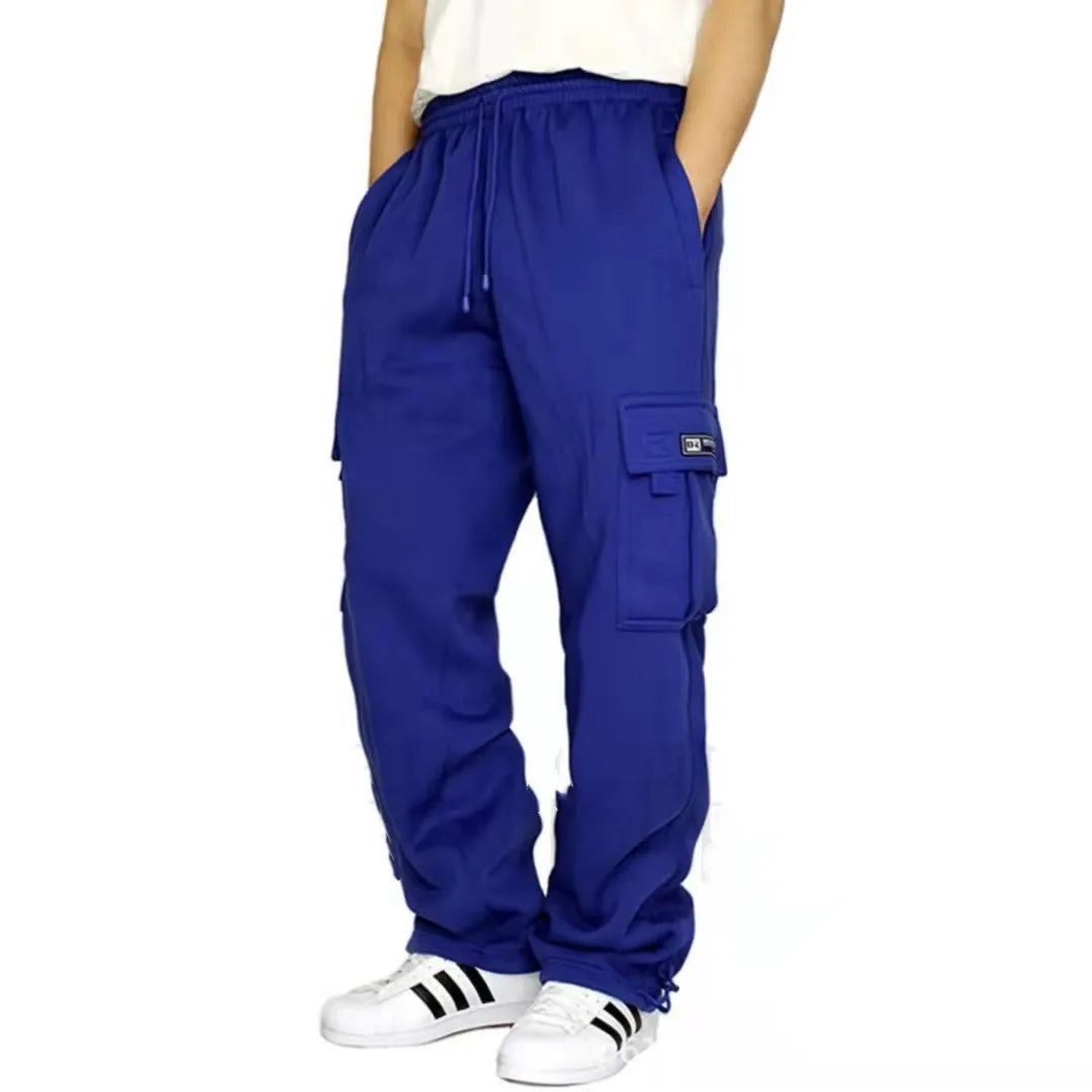 Men's Trousers Work Attire Foot Drawstring Leisure Sports Thickened Pocket Solid Color Four Seasons Loose Pants - Ellianto fashion Men's