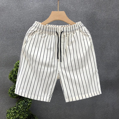 Fashionable Striped Men's Shorts Summer Slims Smooths Your Silhouette Casual Midwaist 2024 Summer Arrival Trendy Brand Outerwear