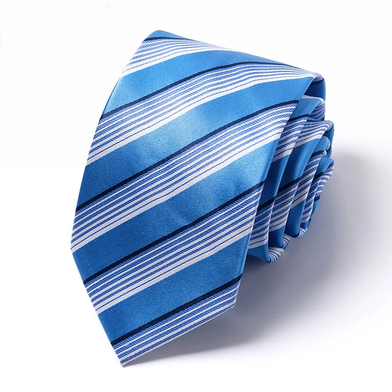 High-quality Wedding Ties For Men Fashion New Style Blue Strip Print Neckties Daily Office Apparel Accessories Gift For Man - Ellianto fashion Men's