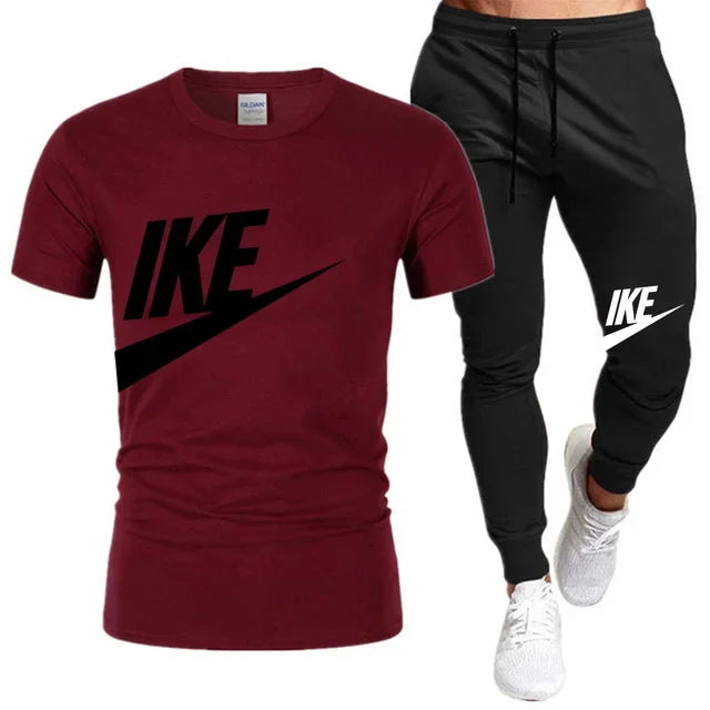 Set The new summer fashion sportswear for 2025: men's short-sleeved high-quality cotton T-shirt + sports shorts 2-piece set, men's c - Ellianto fashion Men's
