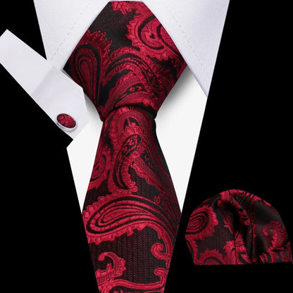 Tie Men Business Necktie Set Classic Plaid Cufflinks Handkerchief For Suit Wedding High Quality 3pcs Ties Sets Formal Gravata - Ellianto fashion Men's